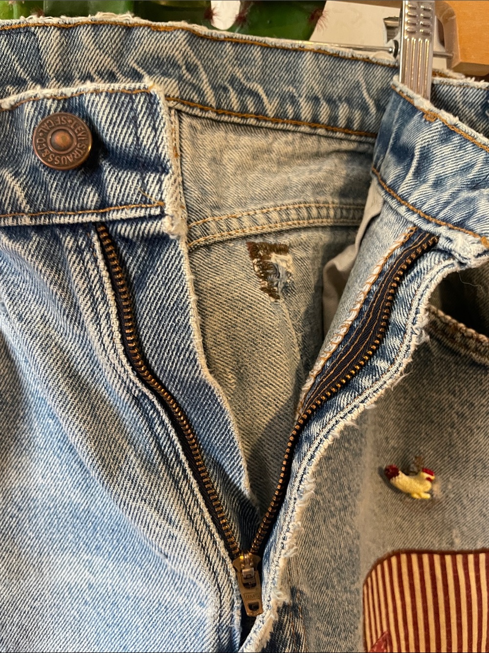 Vintage Orange Tab Patchwork Levi’s 34 x 31 - Picture 7 of 9